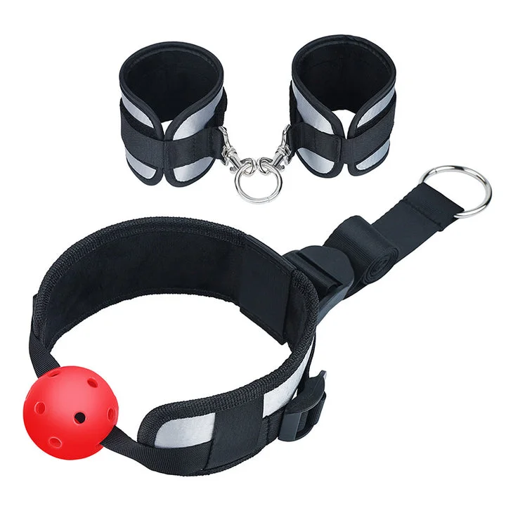 Breathable Ball Gag with Handcuffs for BDSM - Rose Toy