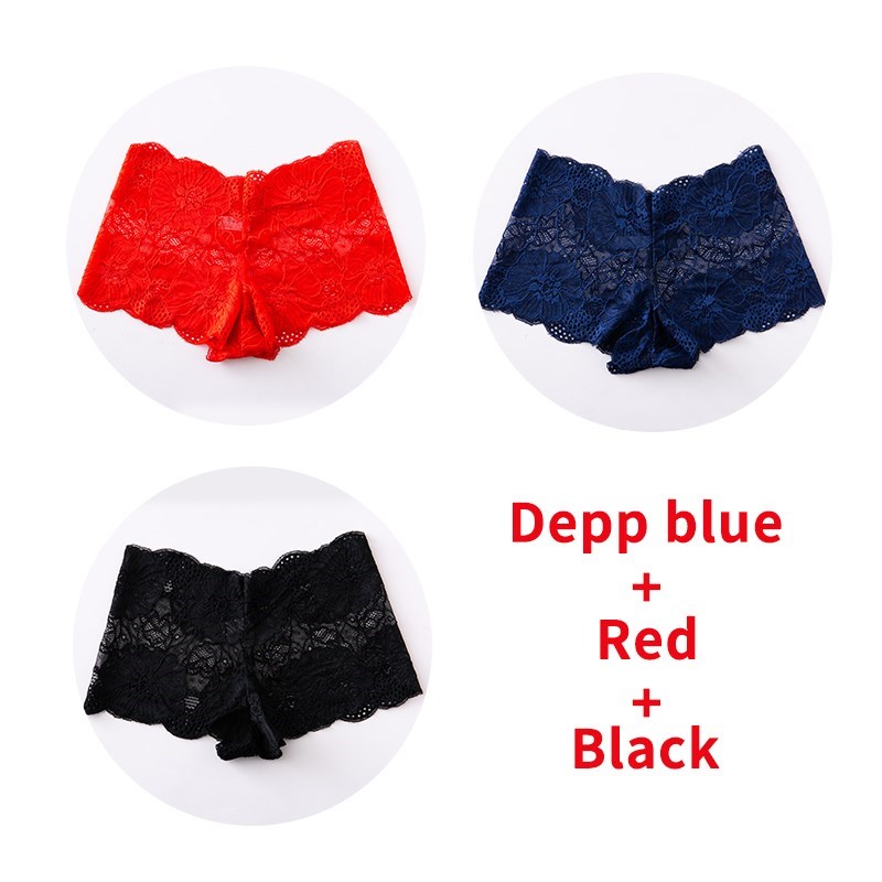 Guraa CINVIK 3Pcs Lace Panties Sexy Woman Underwear Floral Lingerie Soft Female Briefs High-Waist Breathable Panties Comfort Tangas