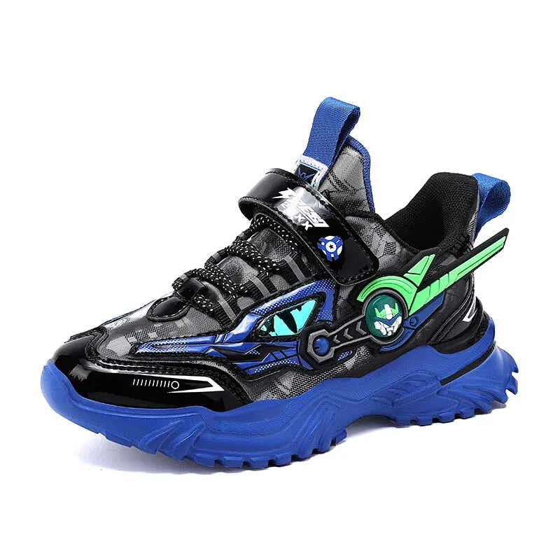 Autumn Kids Sport Shoes For Boy Girl Running Sneakers Mecha Cartoons Children's Waterproof Leather Shoes Platform Light Casual S