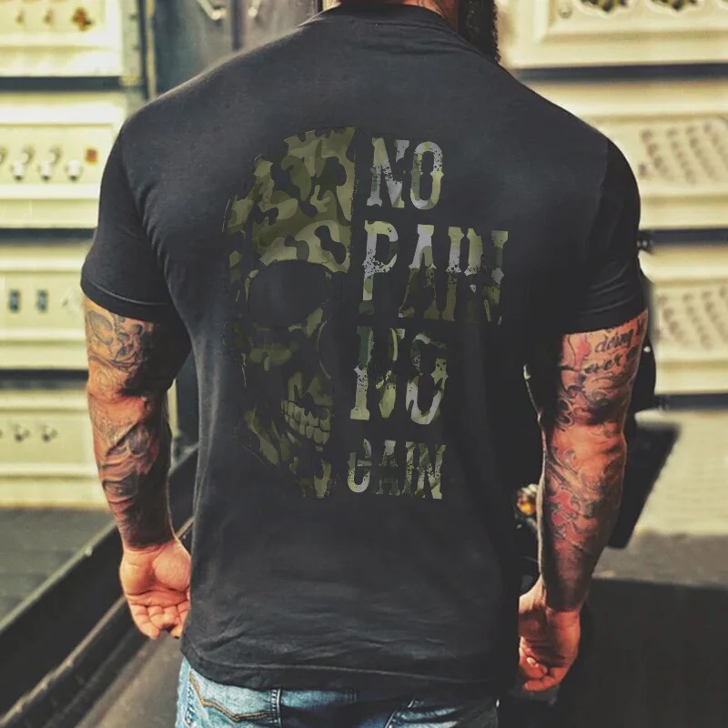 Livereid Fashion camouflage green letter cool skull printed T-shirt - Livereid