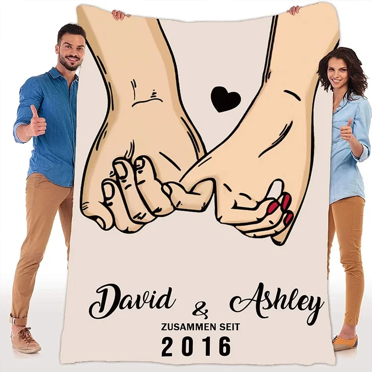 Kettenmachen Personalisierte 2 Namen & Jahr Pinky-Versprechen Decke -  Für Paare