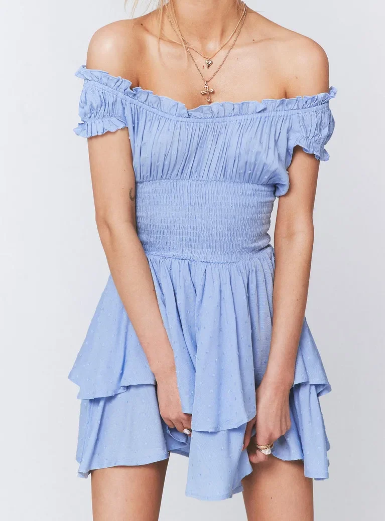 Off Shoulder Pinch Waist Dress(Buy 2 Free Shipping)