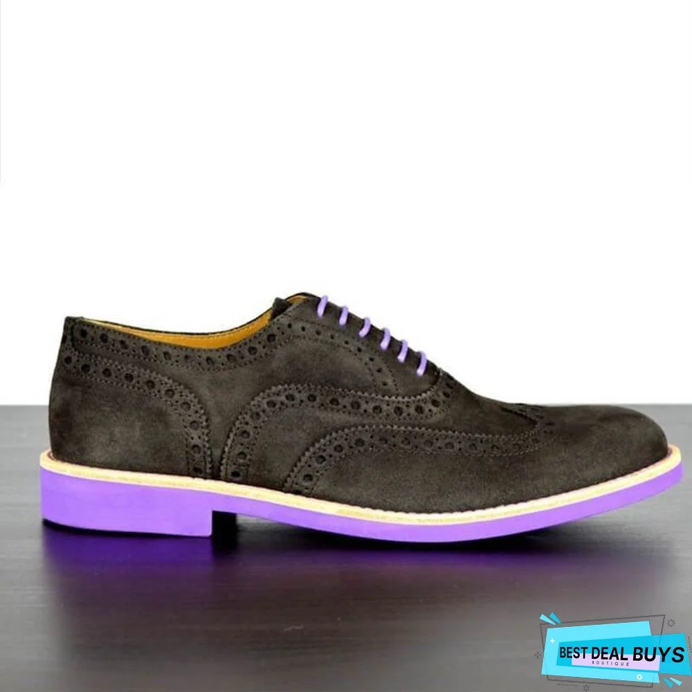 Men's Fashion Brogue Carved Suede Shoes