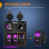 Nilight 3 Pack Rocker Switches with Night Glow Stickers On Off 5 PIN SPST LED Switch Pinkish Purple Backlit 12V/24V for Cars Trucks RVs Boats Auto Motorcycles