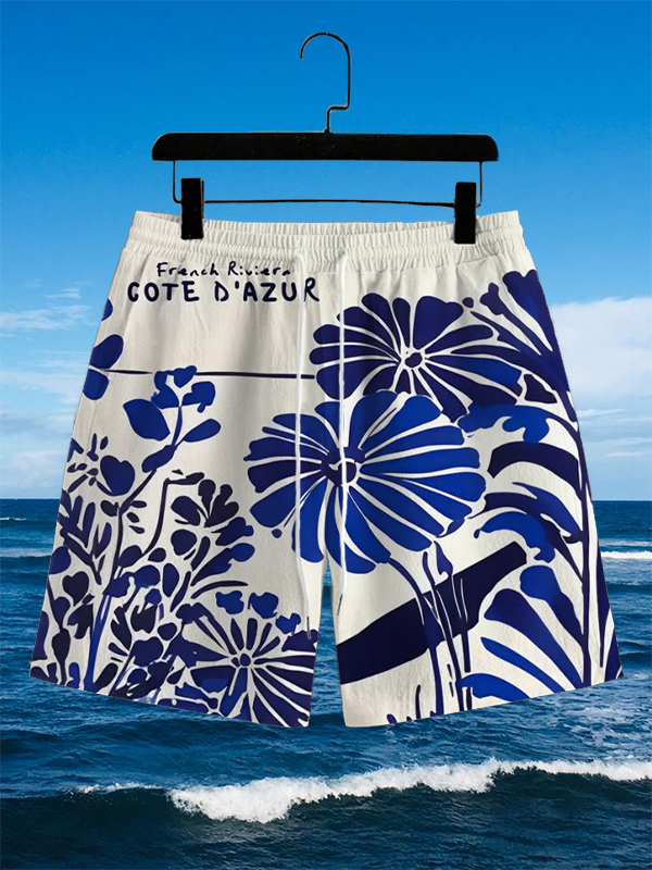 Men's Hawaiian Holiday Flowers Print Casual Shorts