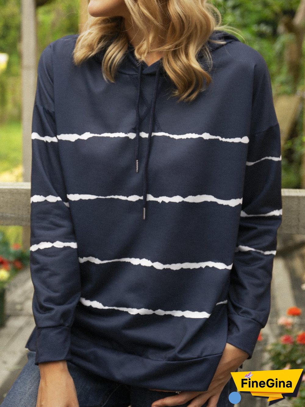 Cotton-Blend Hoodie Long Sleeve Sweatshirt