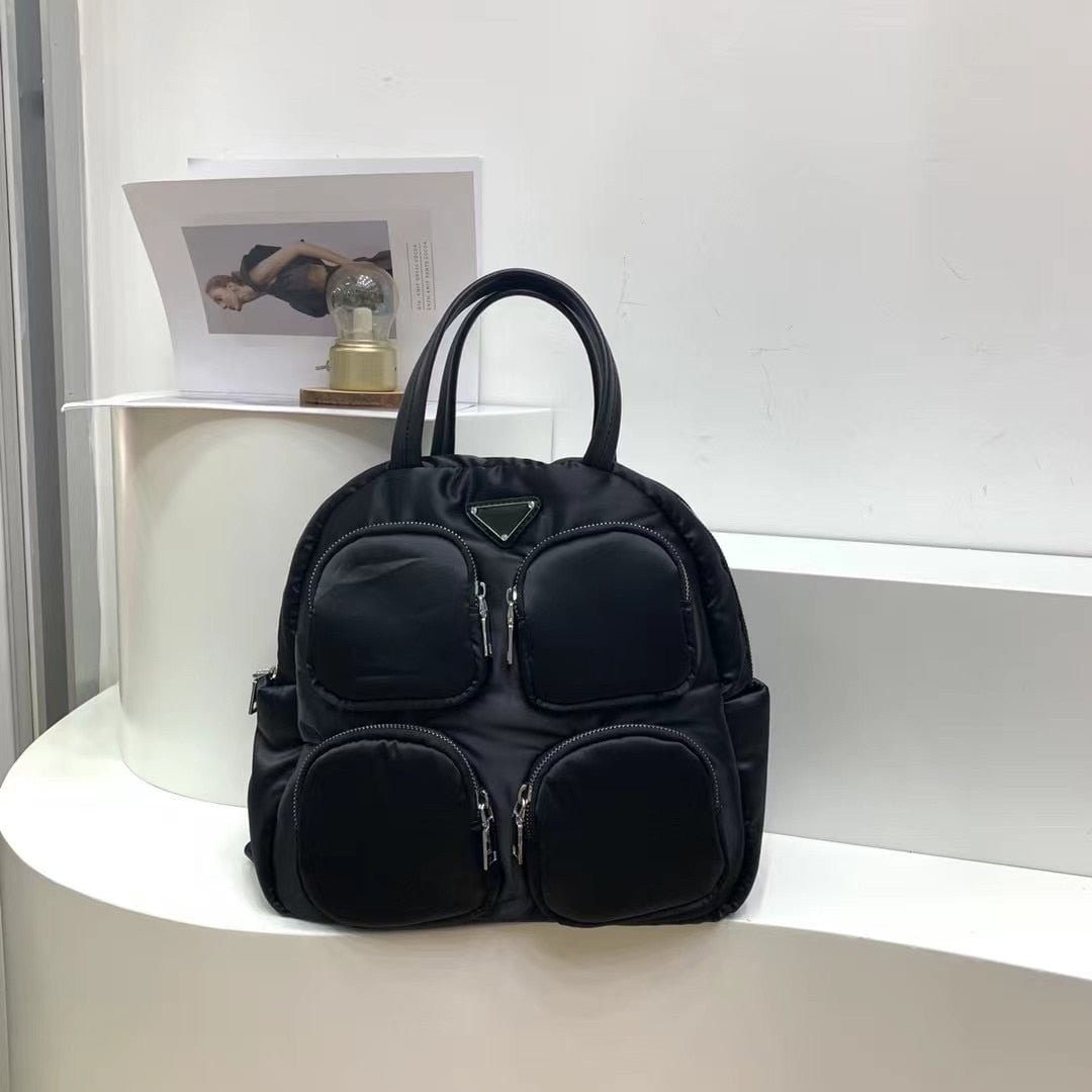 designer brands nylon padded backpacks for women Multi-pocket Lady Handbags Large Tote Luxury down cotton back packs 2022 Winter