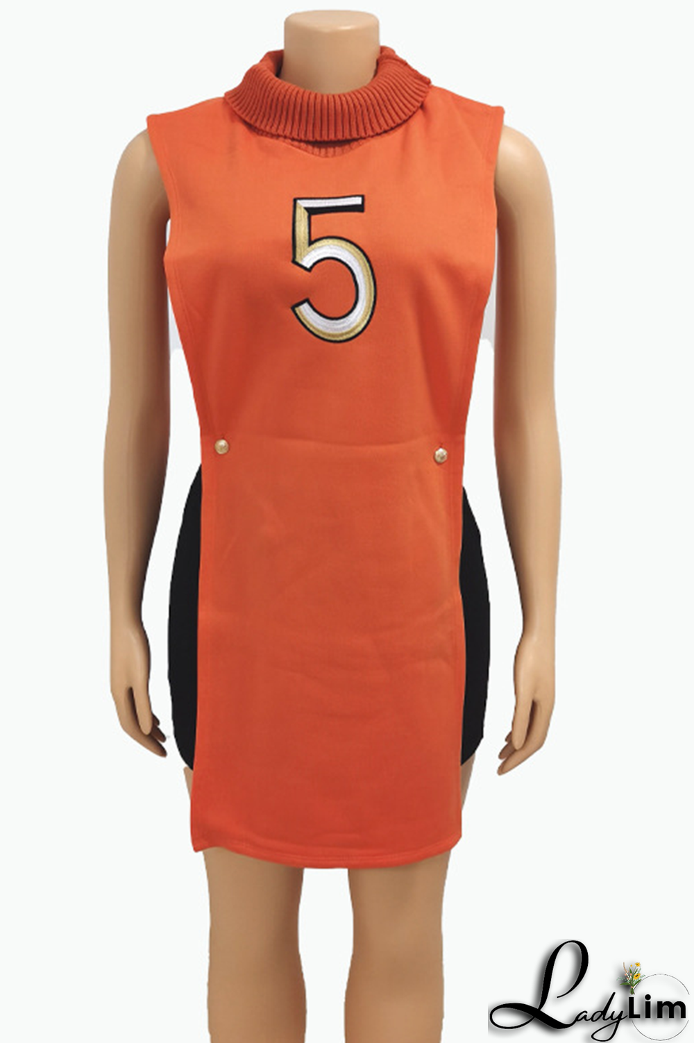 Black Casual Print Split Joint Turtleneck Tops