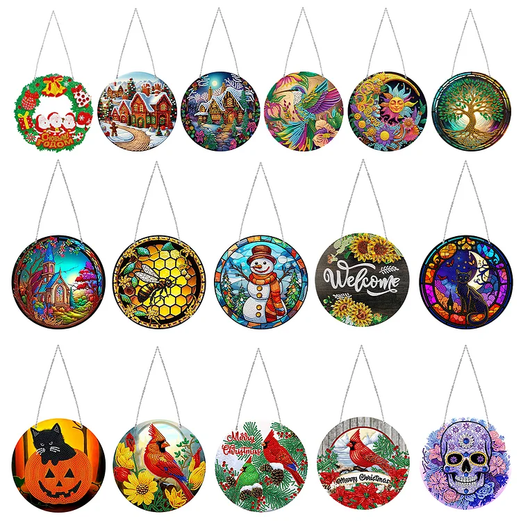 DIY Diamond Suncatchers Diamond Painting Kits Hanging Pendants Skull Double  Side-1020069