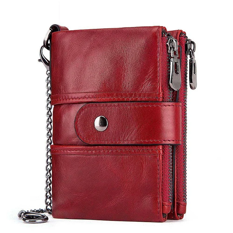 Leather Buckle Zipper Retro Horse Men's Leisure Purse