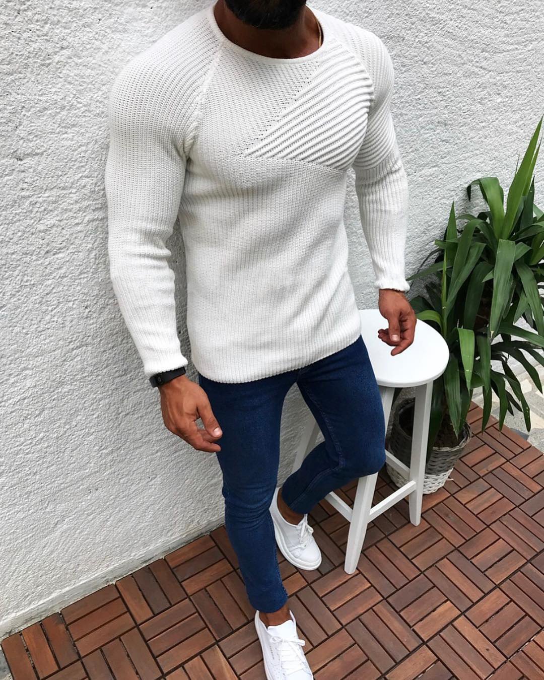 Autumn and Winter Slim Fitting Long Sleeve Round Neck Pullover Sweater Top | IFYHOME