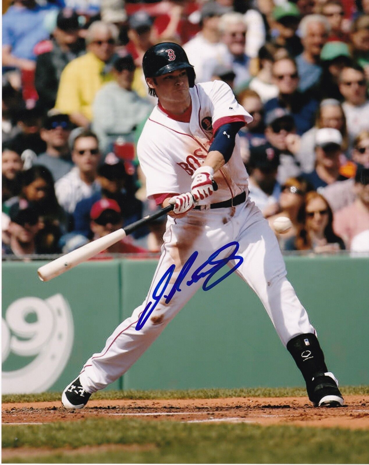 JOSH RUTLEDGE BOSTON RED SOX ACTION SIGNED 8x10