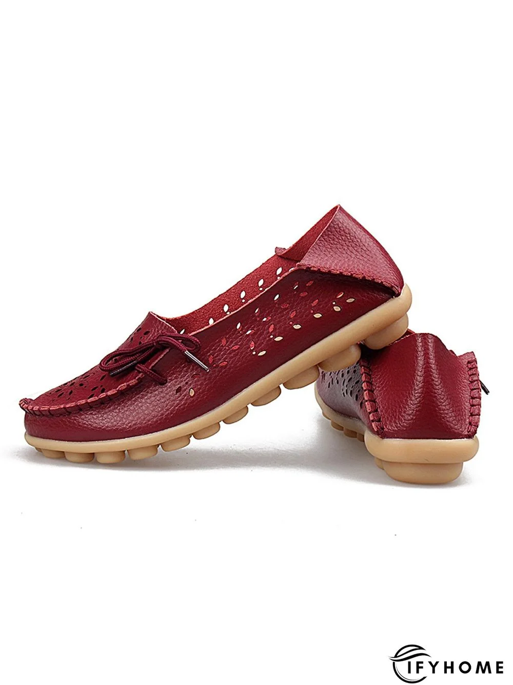 Cowhide Hollow Lace-up Portable Shoes | IFYHOME