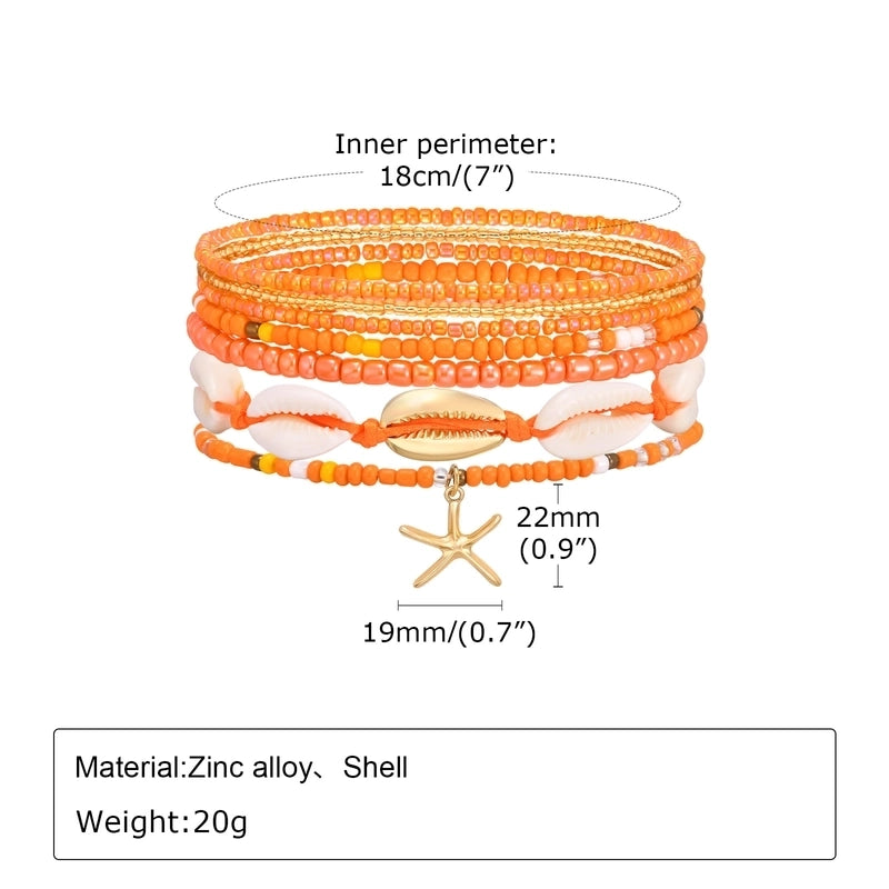 Hawaiian Vacation Beach Shell 18K Gold Plated Alloy Plastic Shell Bracelets