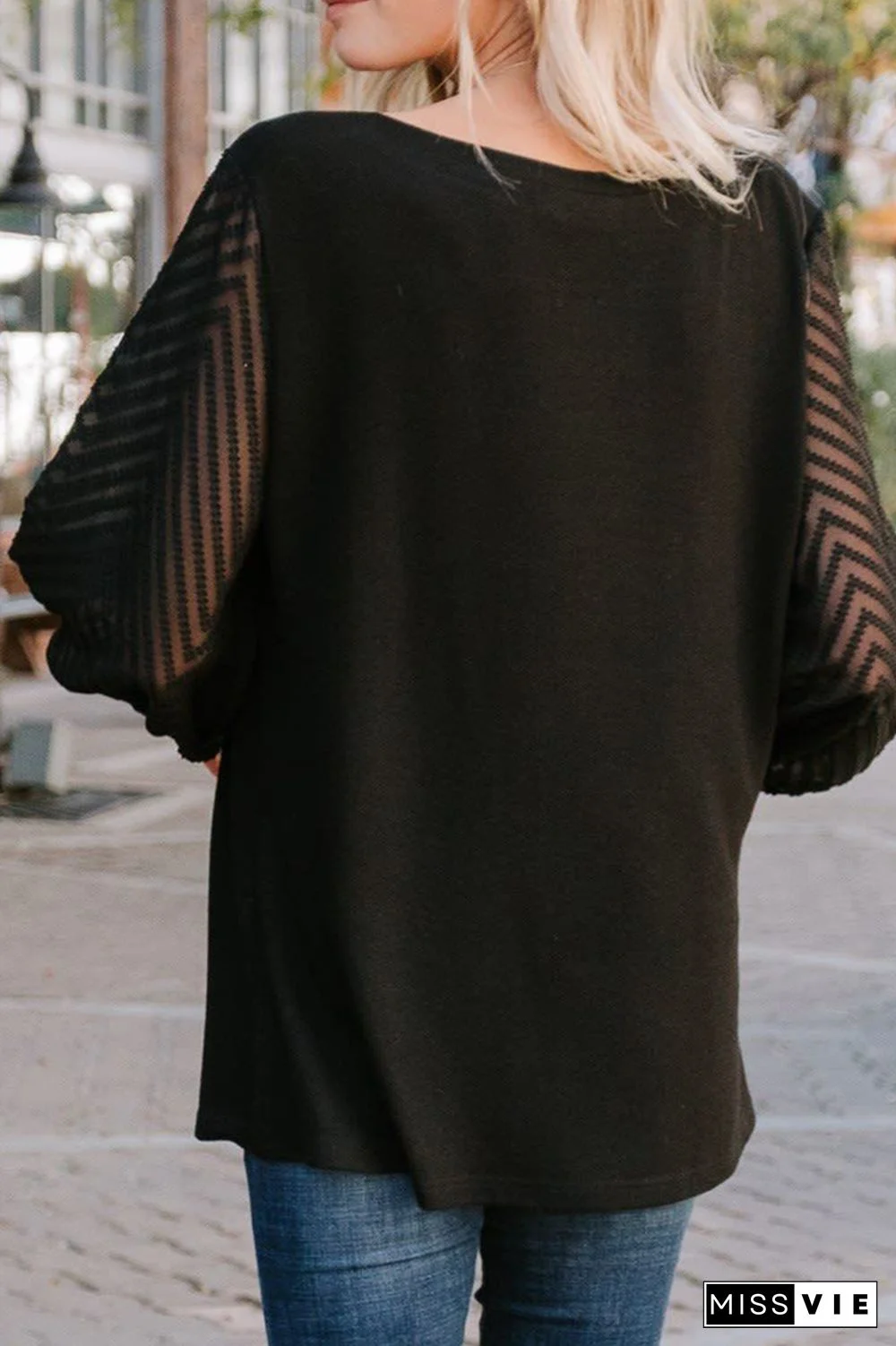 Fashion Solid Split Joint O Neck Tops