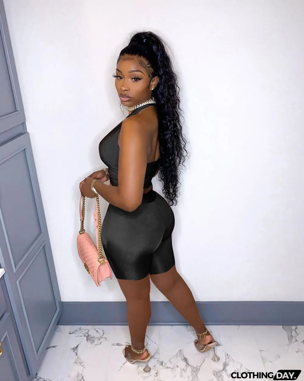 Sexy Halter Top And Hole Shorts Two Piece Sets
