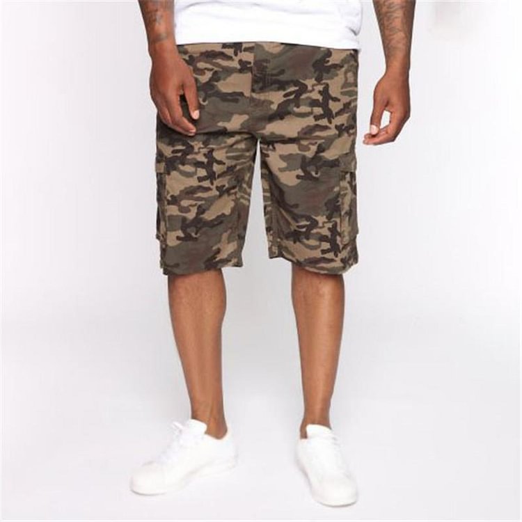 Camouflage slim denim shorts