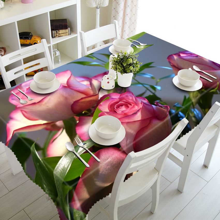 

Blooming Pink Rose - 3D Tablecloth, 140*180cm, 501 Original