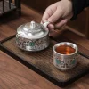 Multifunctional Ceramic Teapot Sterling Silver Side Handle Teapot Fairness Cup Kung Fu Tea Set Silver Plated Health Anti-Scalding Teapot Portable Travel Tea Set