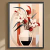 Fleurs blanches g&eacute;om&eacute;triques-pleine peinture diamant ronde-30*40cm