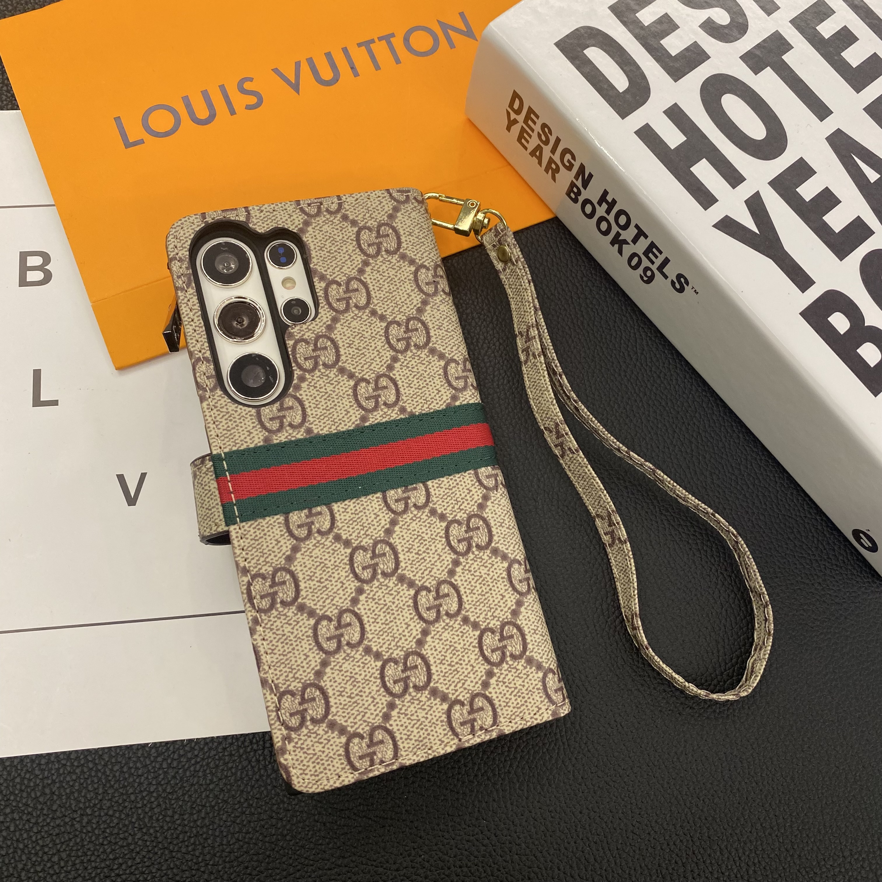Monogram LV canvas leather wallet iPhone Samsung mobile phone case