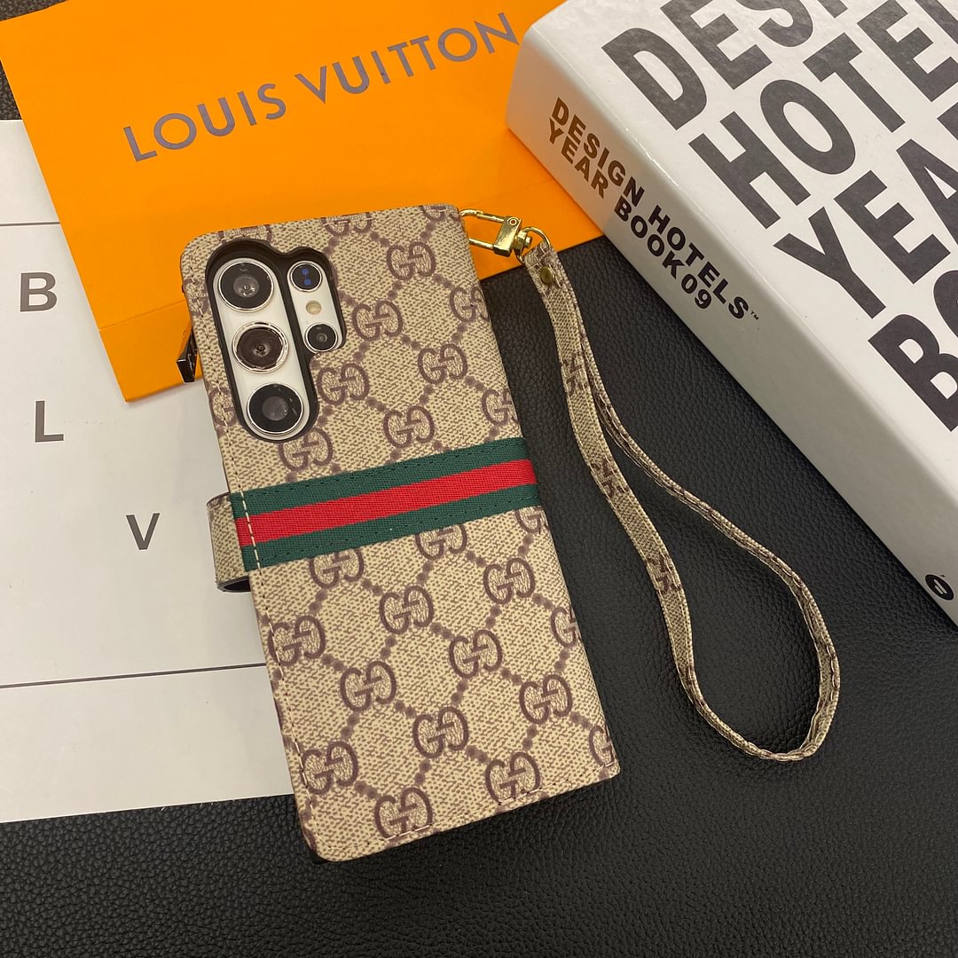 Monogram LV canvas leather wallet iPhone Samsung mobile phone case
