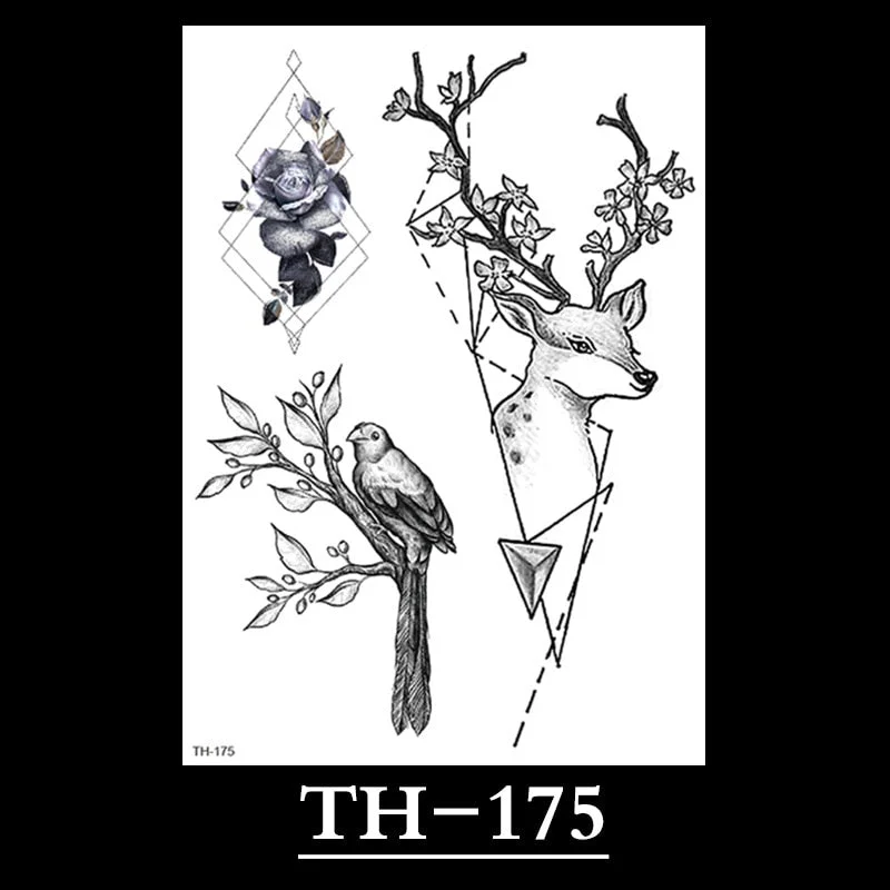 New Temporary Tattoos for Women Flower Sketch Tattoo Stickers Black and White Arm Art Snake Stickers Waterproof and Sweat Tattoo