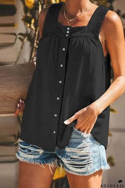 Summer Loose Square Neck Vest Top