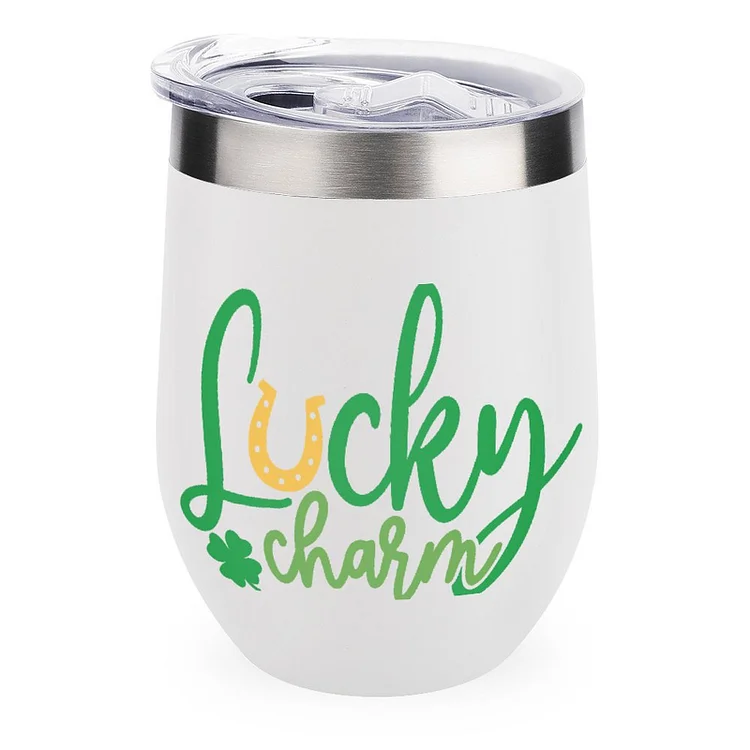 Lucky Charm St Patricks Day Gift Stainless Steel Insulated Cup - Heather Prints Shirts