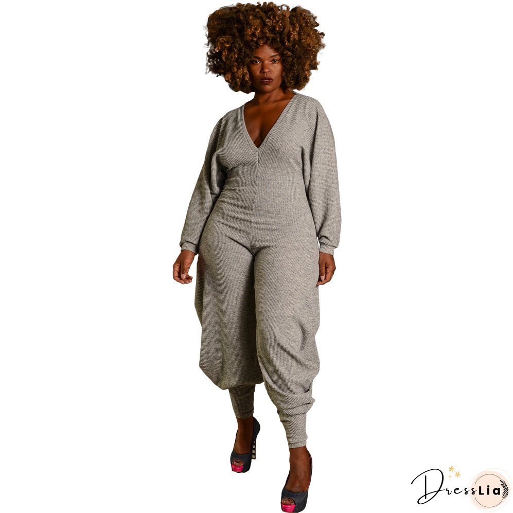 Women Ribbed Solid Patchwork Jumpsuit