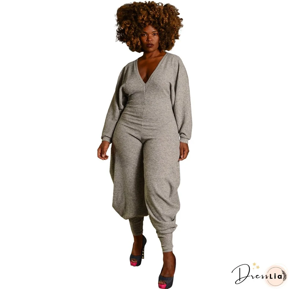 Women Ribbed Solid Patchwork Jumpsuit