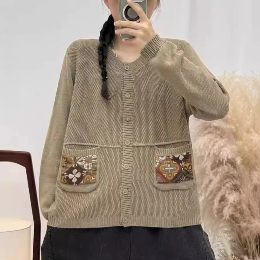 Chicfifth Sweater Women Winter Long Sleeve High Quality Autumn Vintage Top Knitted Cardigan