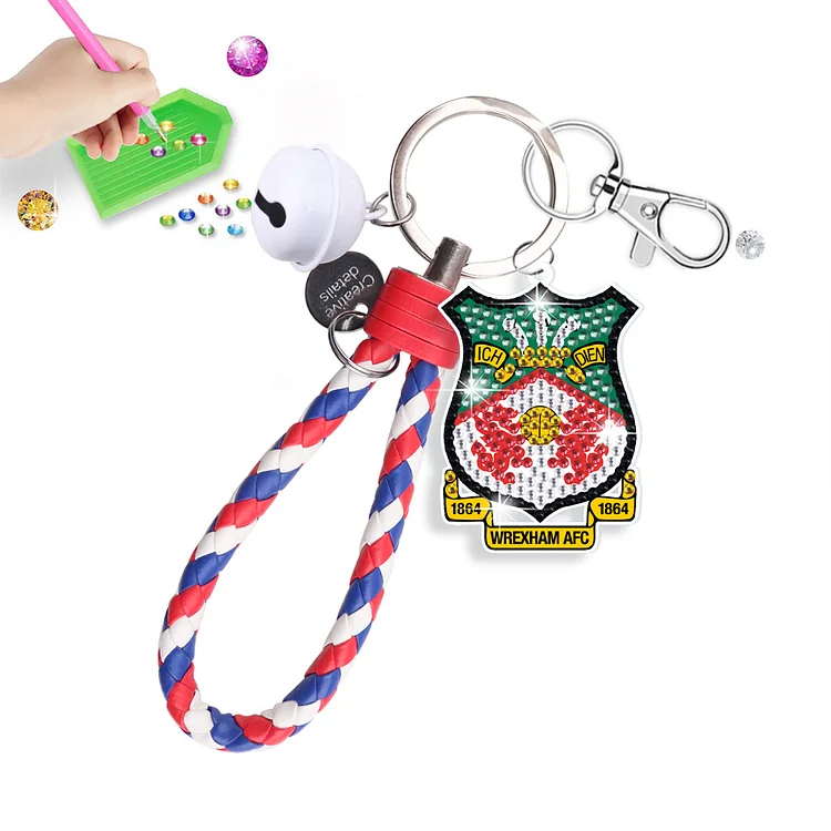 【Key-chain】PET Double Sided Football Club Diamond Art Keyring for Home Birthday Party Decor gbfke