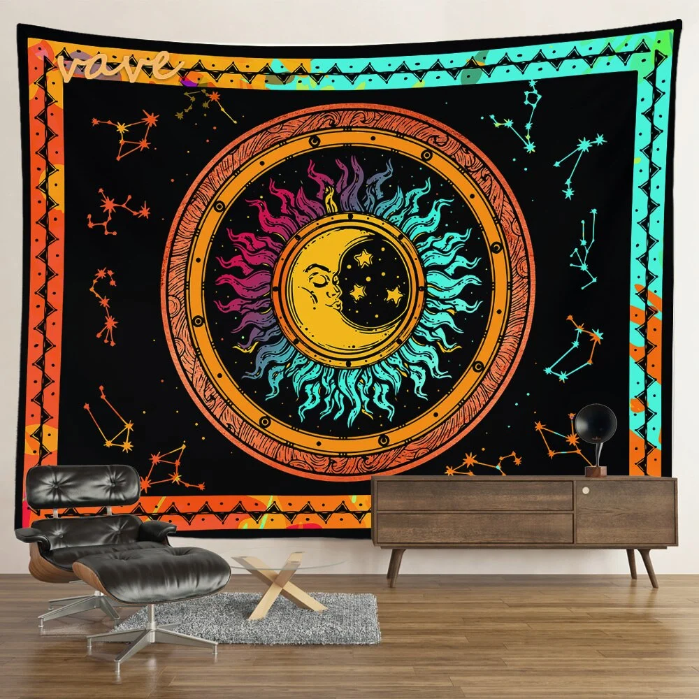 Nigikala Sun Moon Mandala Tapestry Wall Hanging Boho Hippie Witchcraft Astrology Cloth Fabric Tapestry Aesthetic Room Bedroom Decor