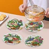 4PCS Diamond Painting Coasters Kit with Holder for Dining Table (Flower Basket)