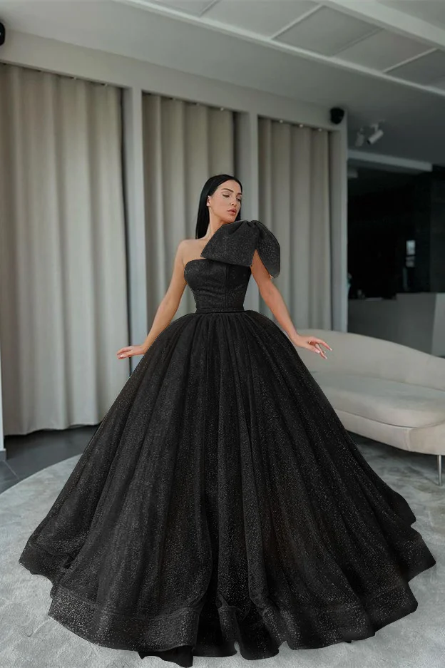 Orange One-Shoulder Ball Gown Evening Dress With Sequins PD0746