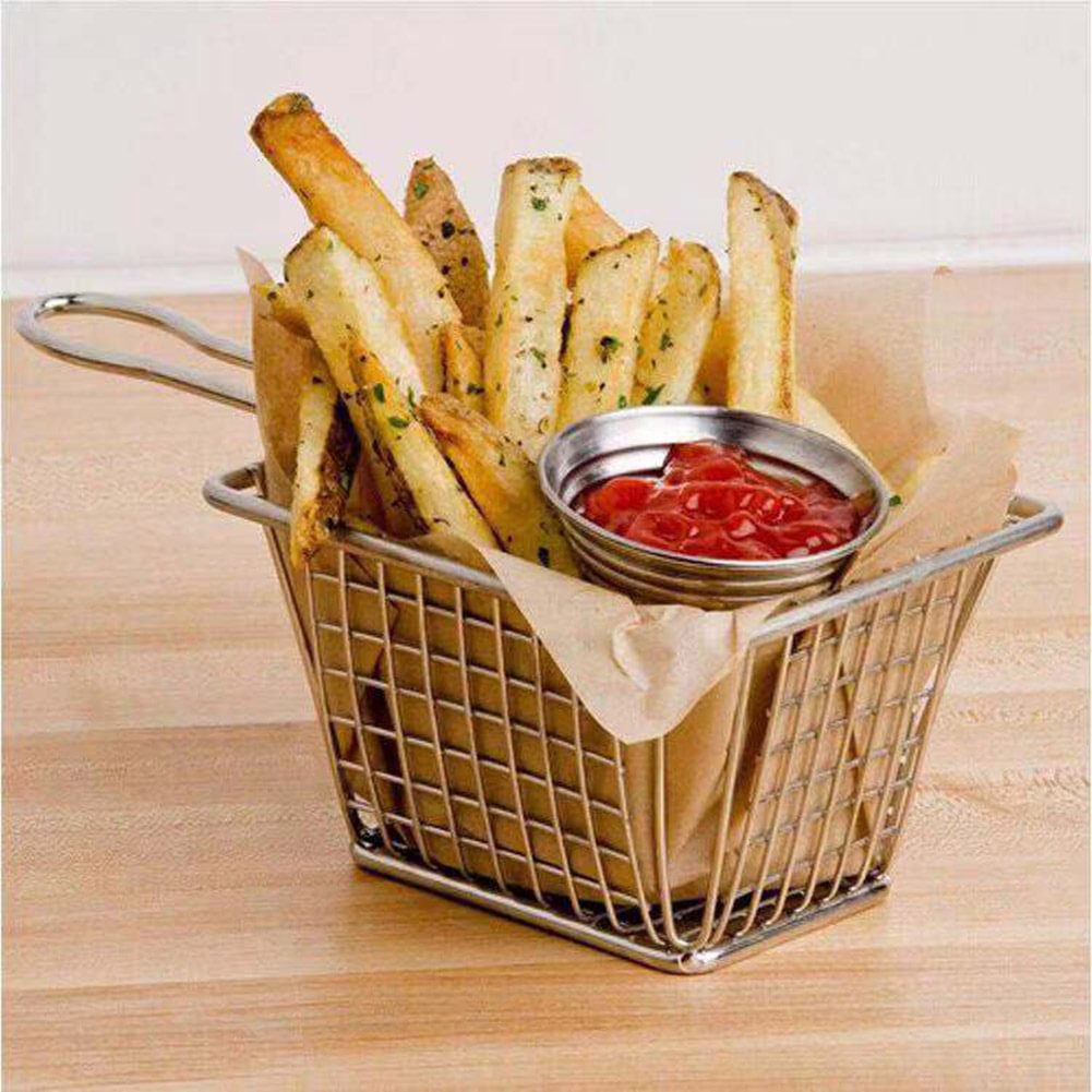 Stainless Steel French Fries Basket Mini Square Frying Basket with Handle