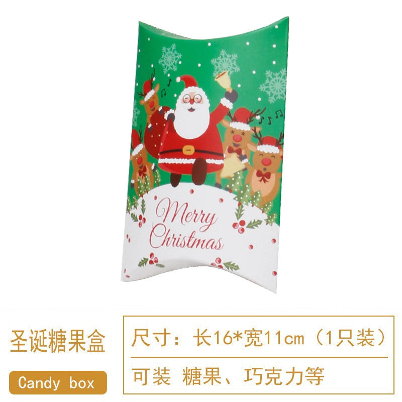 Christmas Pillow Box Candy Chocolate Packaging Box Nougat Baking Cookie Box New Year Nut Gift Box Empty Box