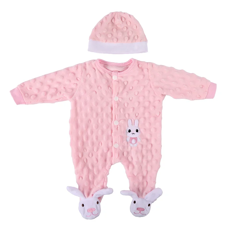 Babeside 17" - 20" Reborn Baby Doll Bunny Pink Bean Down Crawl 2-pcs Suit Accessories