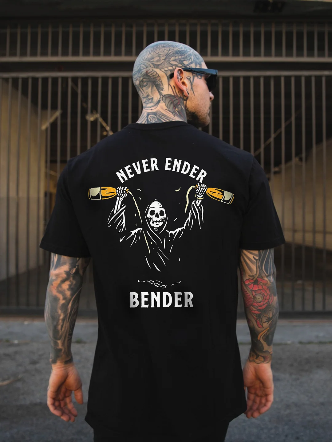Never Ender Bender Skull Printed Men's T-shirt