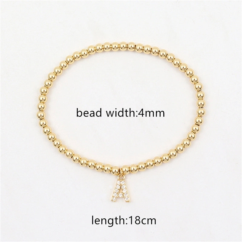 Copper Inlay Letter Zircon Bracelets