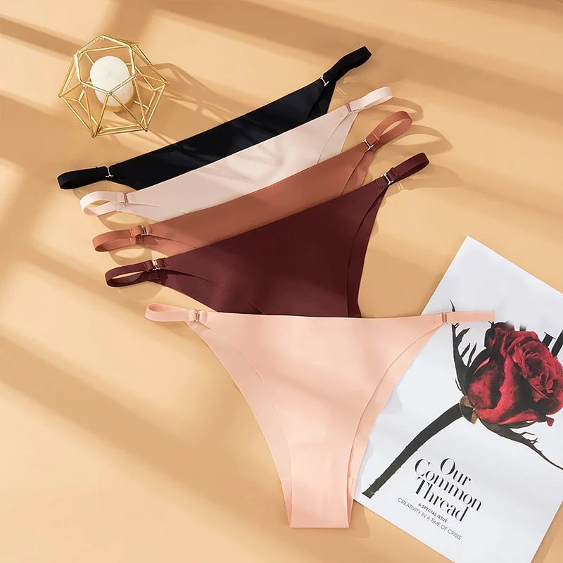 Womens Ice Silk Seamless Briefs Thin Belt Low Waist Panties Sexy Solid Bikini Female Underwear Comfortable Intimate Lingerie