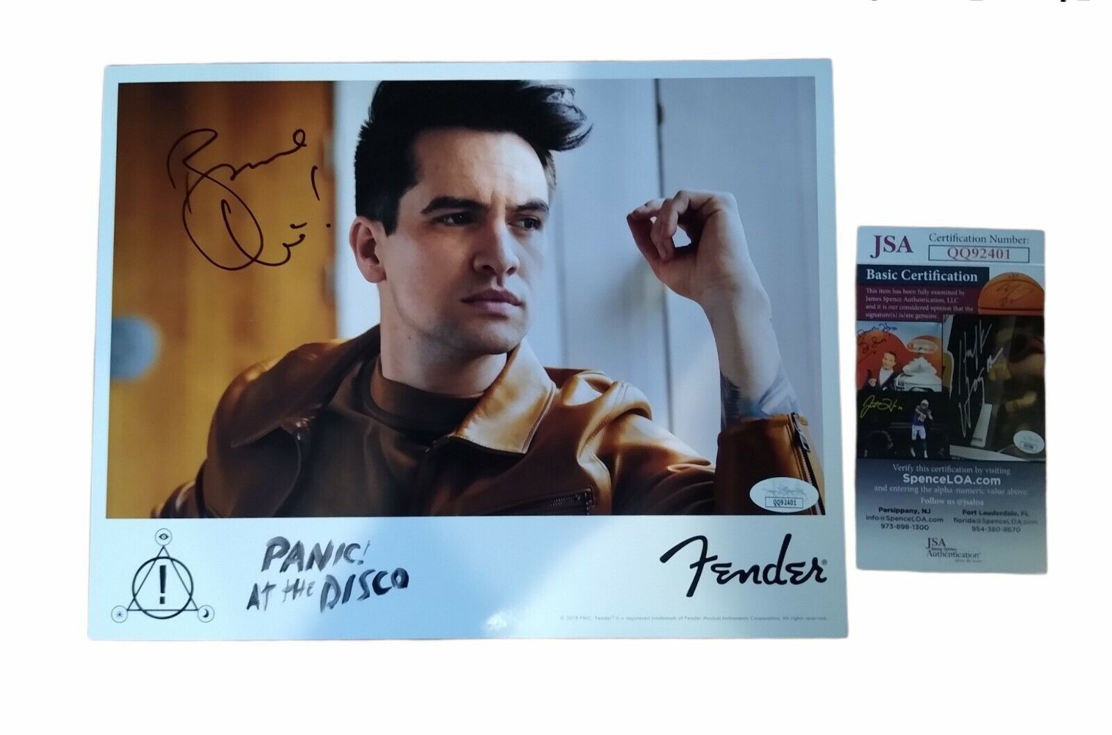 BRENDON URIE SIGNED JSA Panic at the Disco 8x10 Label Promo Photo Poster painting autograph