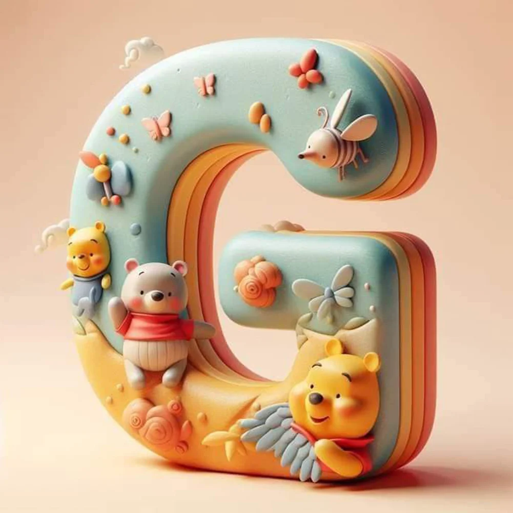 Full Round Diamond Painting 30*30cm - Winnie The Pooh'S 26 Letters G