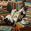 Reading Kitten Full 14CT 2 Strands DIY Stamped Cross Stitch Kits for Beginners Adults Home Wall Decor Cross Stitch Art and Crafts Kits 40x40cm tapestrymarket