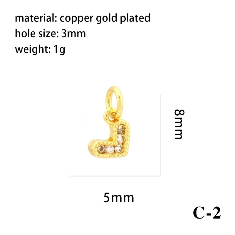 1 Piece Copper Zircon 18K Gold Plated Inlay Polished Pendant