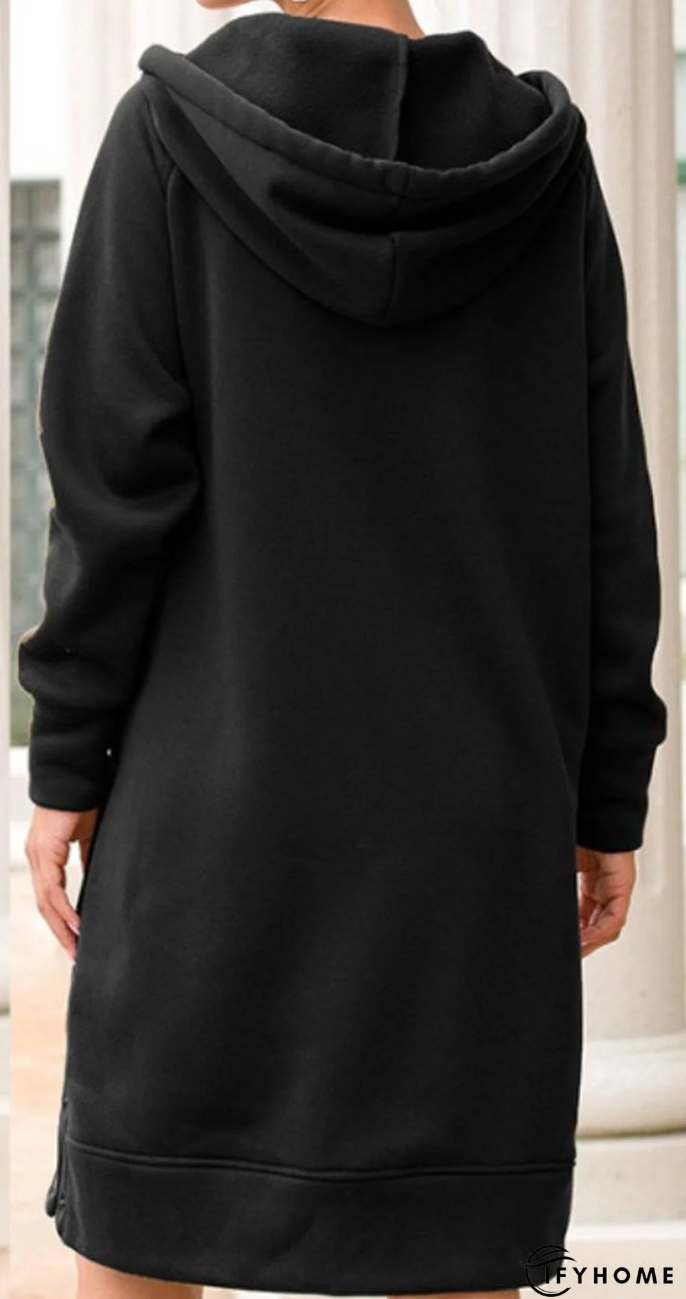 Women Shift Plain Casual Hoodie Knitting Dress | IFYHOME