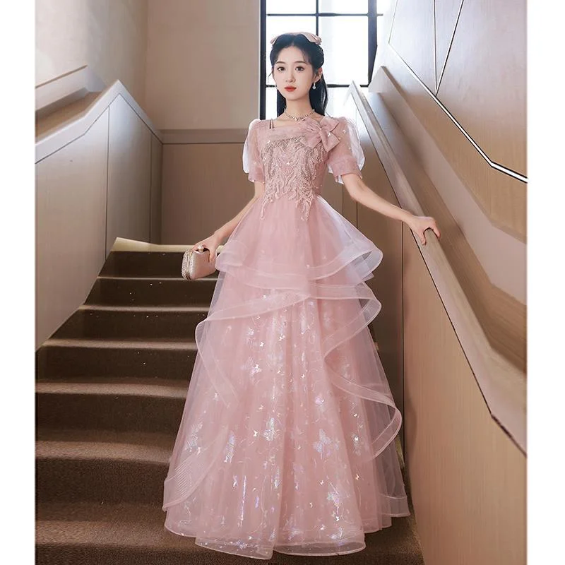 Brownm Pink Evening Dress Women's 2025 New Light Luxury Small High-End Senior Sensing Adult Performance