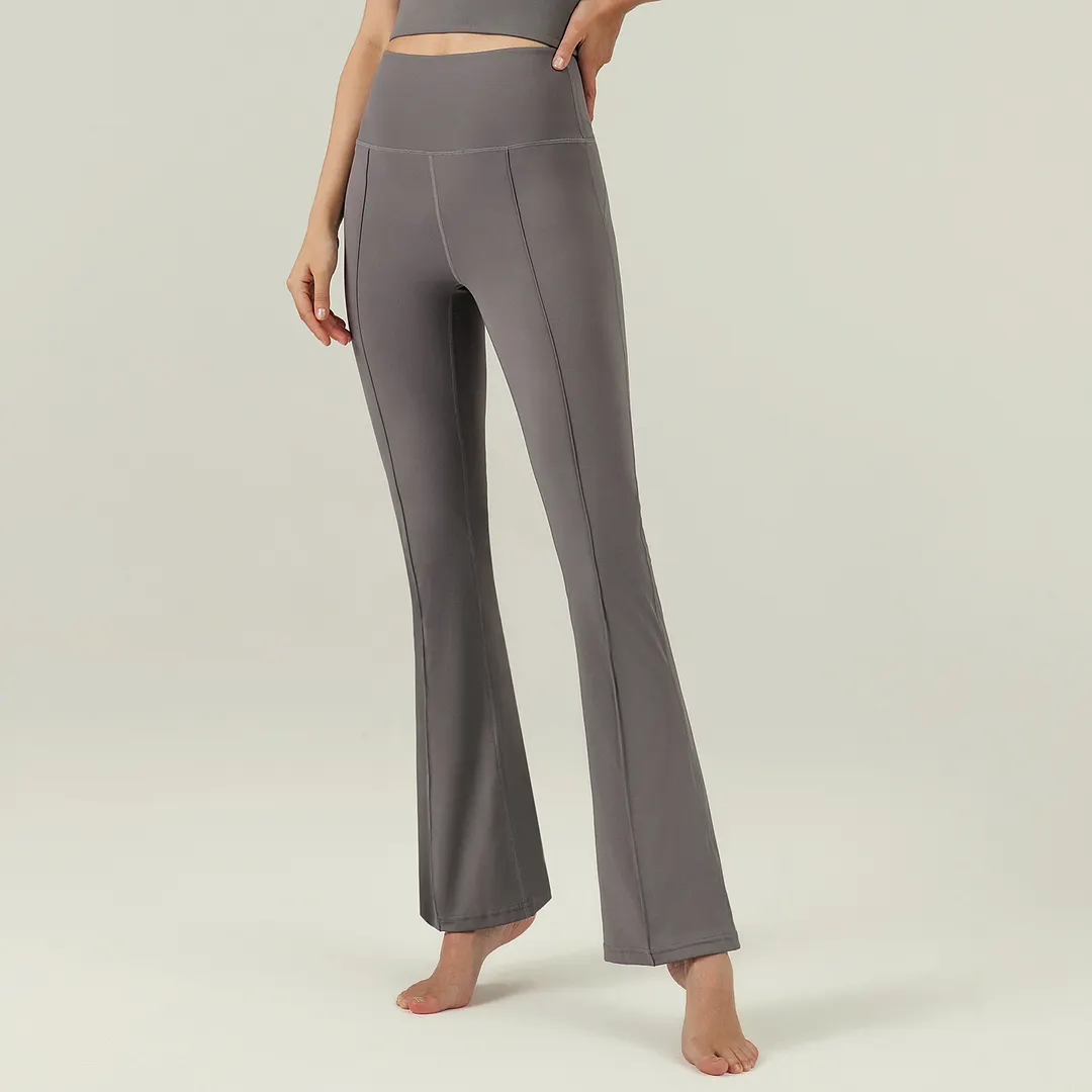 Buy different colors and types of high waist slim fit butt lifting casual petite flared yoga pants outfits on Hergymclothing Titanium Gray