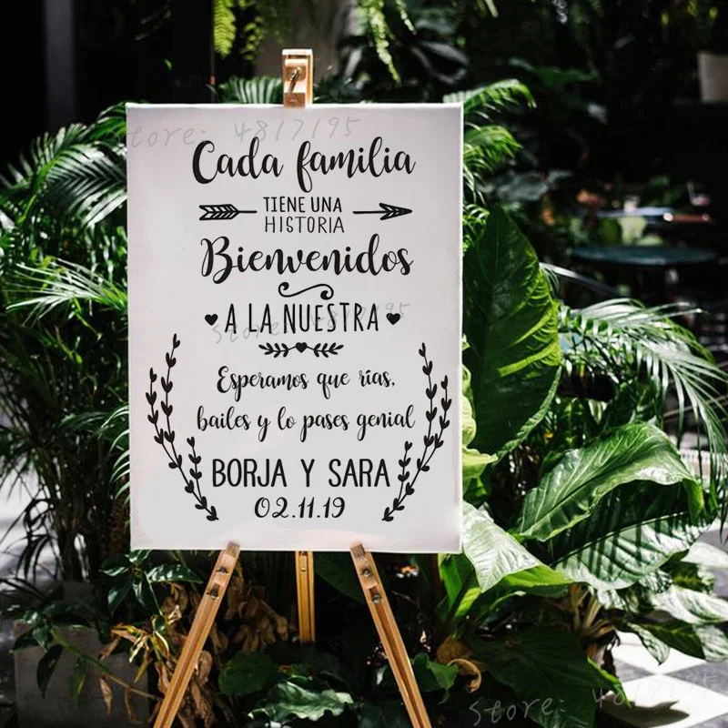 Custom Family History Vinyl Decals Wedding Party D&eacute;cor Custom Names Date Family Welcone Vinyl Sticker Spanish Pattern AZ936